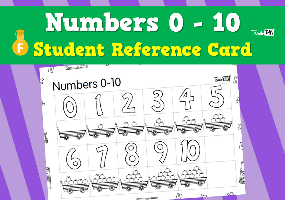 Number 0 - 10 - Student Reference Card