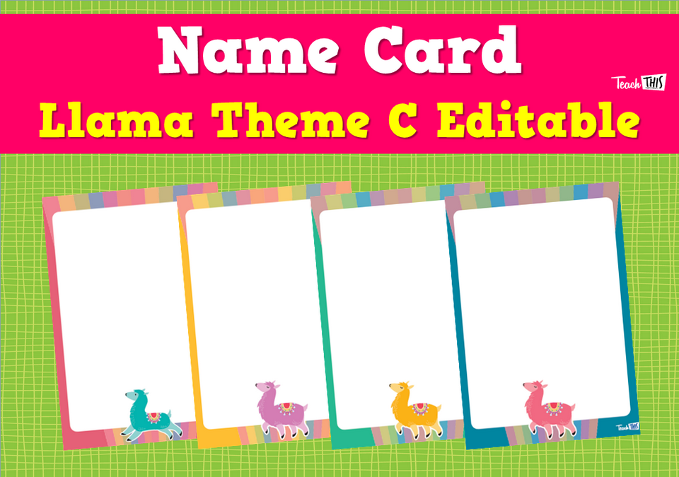 Name Card - Llama Theme C Editable