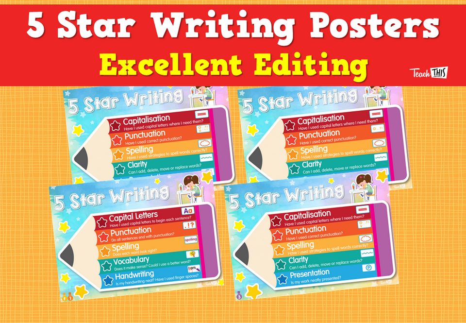 5 Star Writing Posters - Excellent Editing