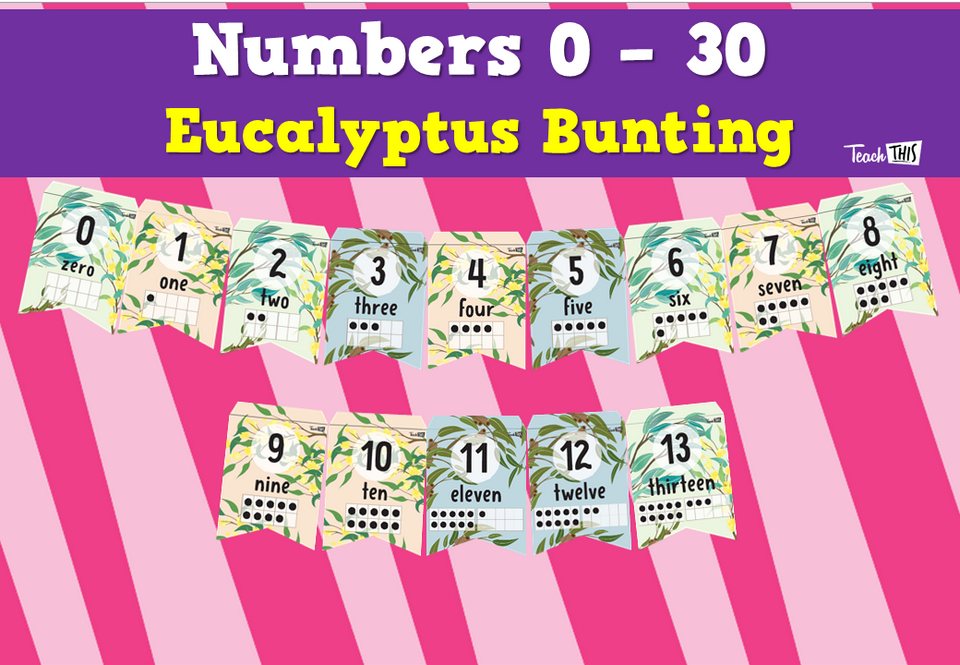 Numbers 0 – 30 - Eucalyptus Bunting