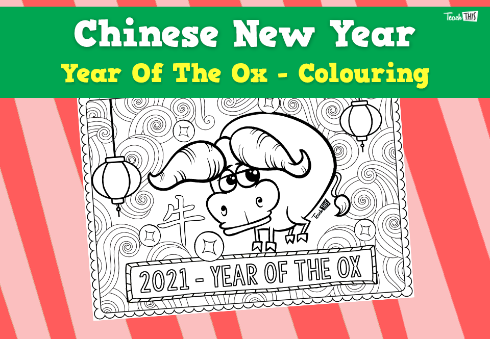 Chinese New Year - Ox Colouring Page