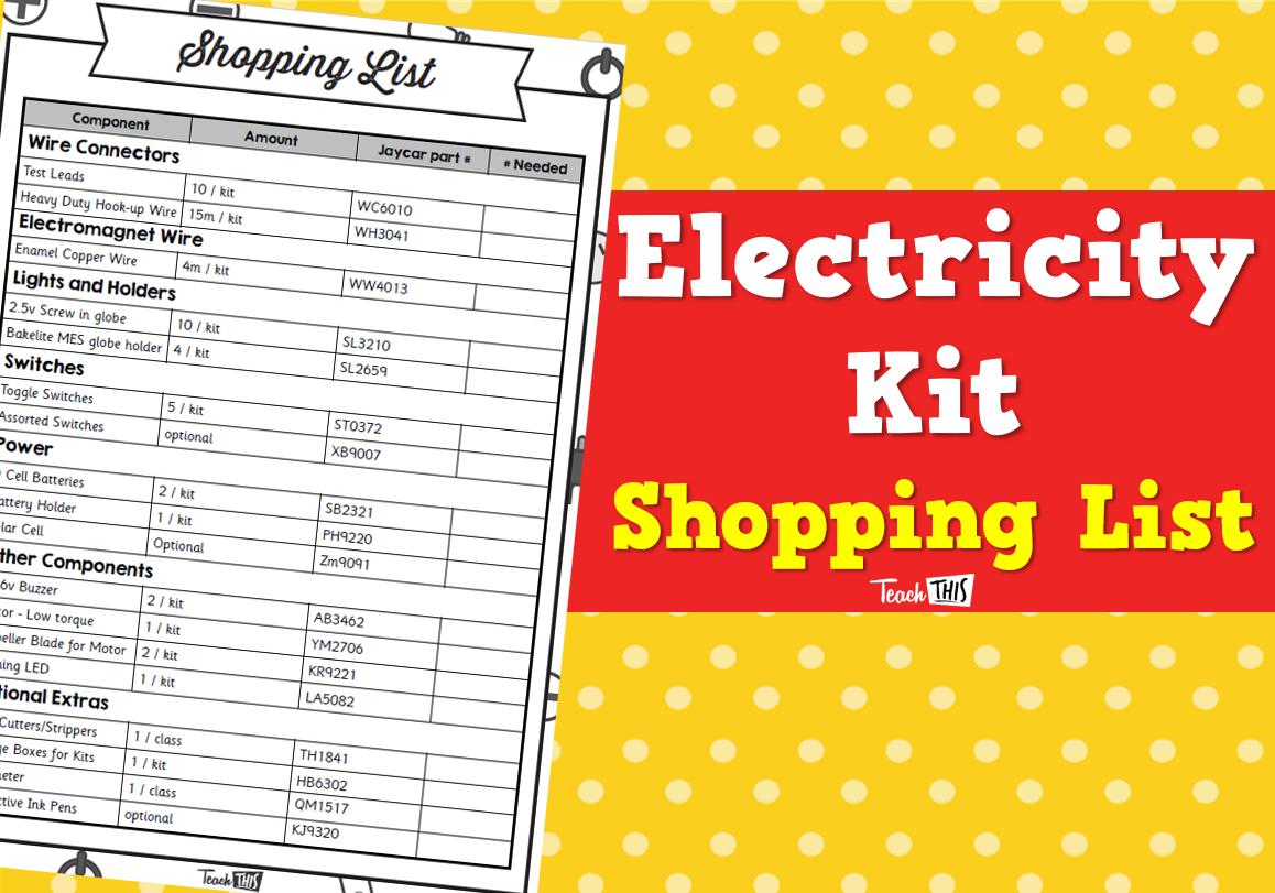 Electricity Kit - Shopping List