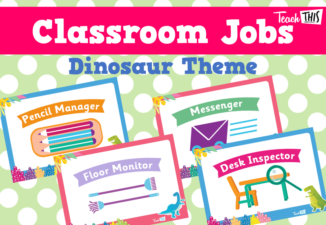 Classroom Jobs A5 - Dinosaur Theme