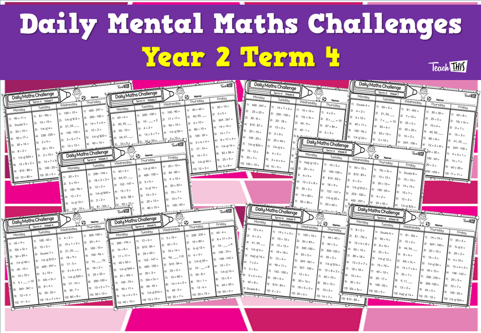 Daily Mental Maths Challenges - Year 2 Term 4