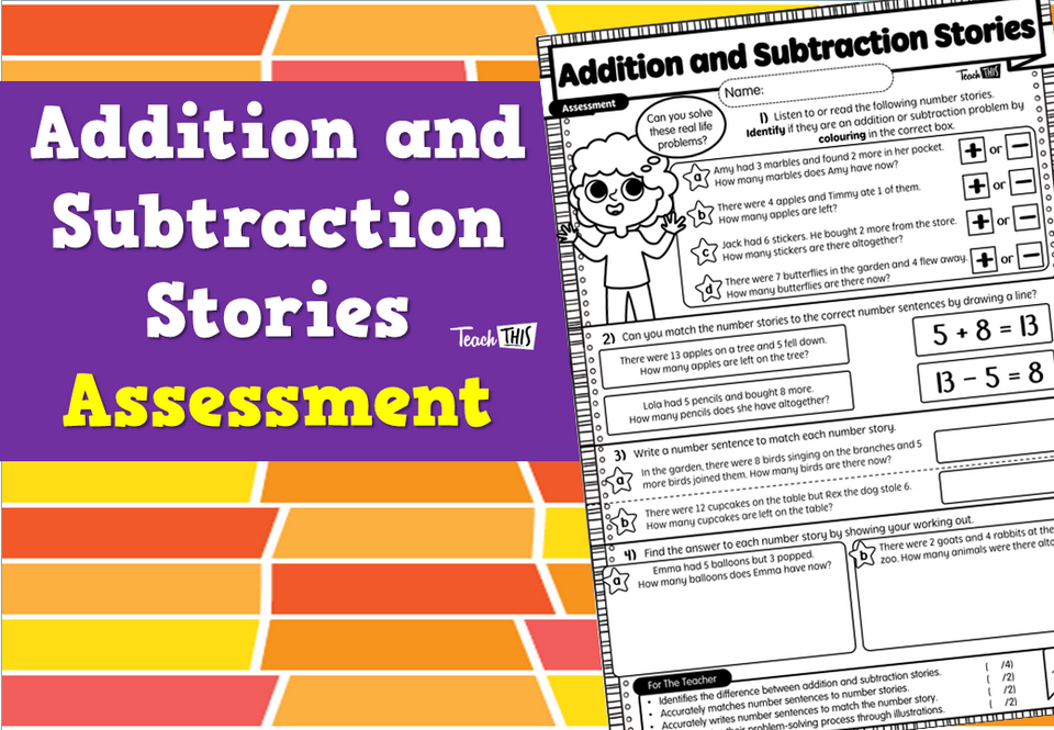 Addition and Subtraction Stories Assessment