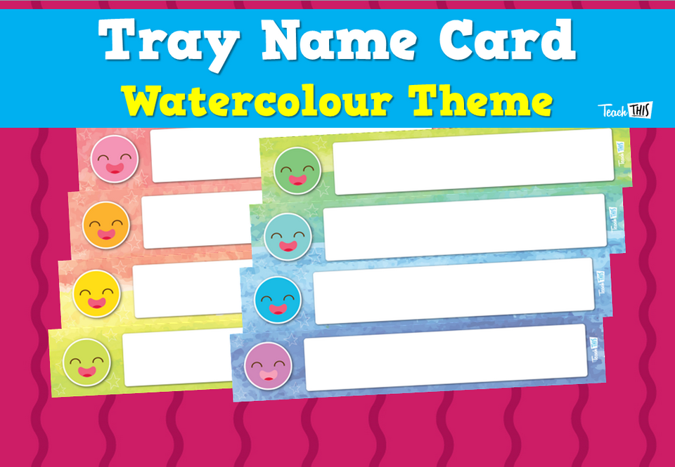 Tray Name Card - Watercolour Theme