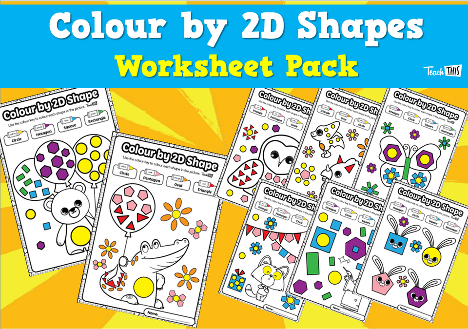 Colour by 2D Shapes - Worksheet Pack