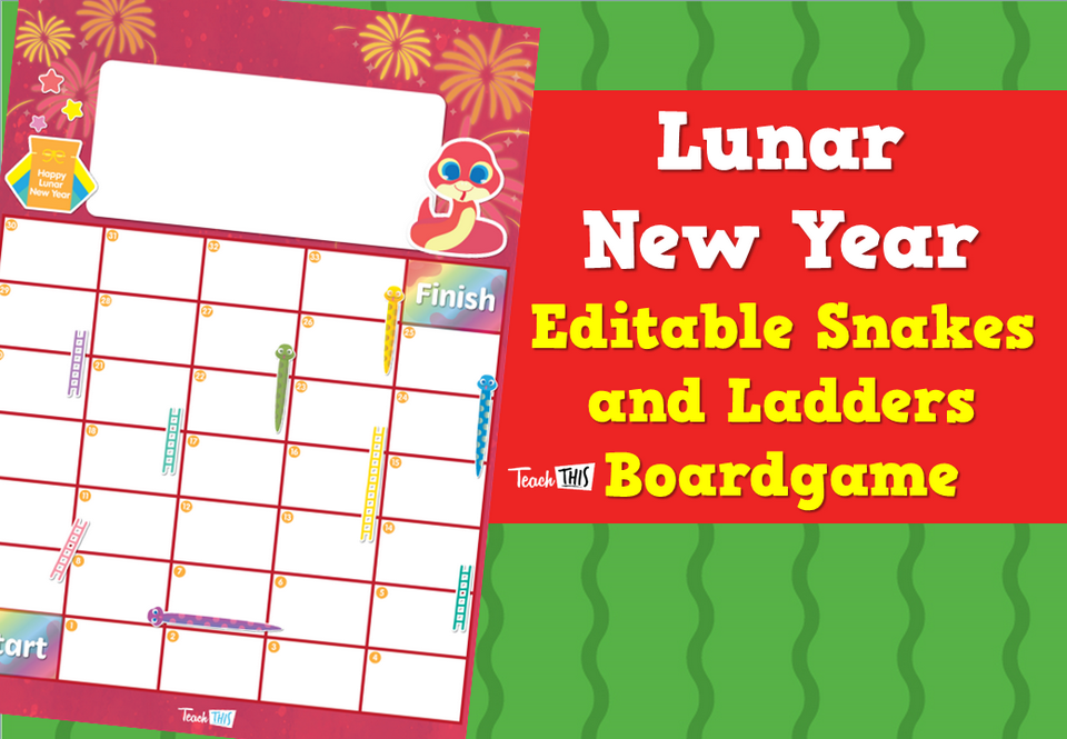 Lunar New Year - Editable Snakes and Ladders Boardgame