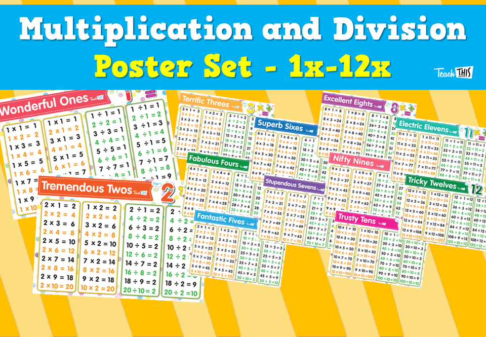Multiplication and Division - Poster Set- 1x-12x