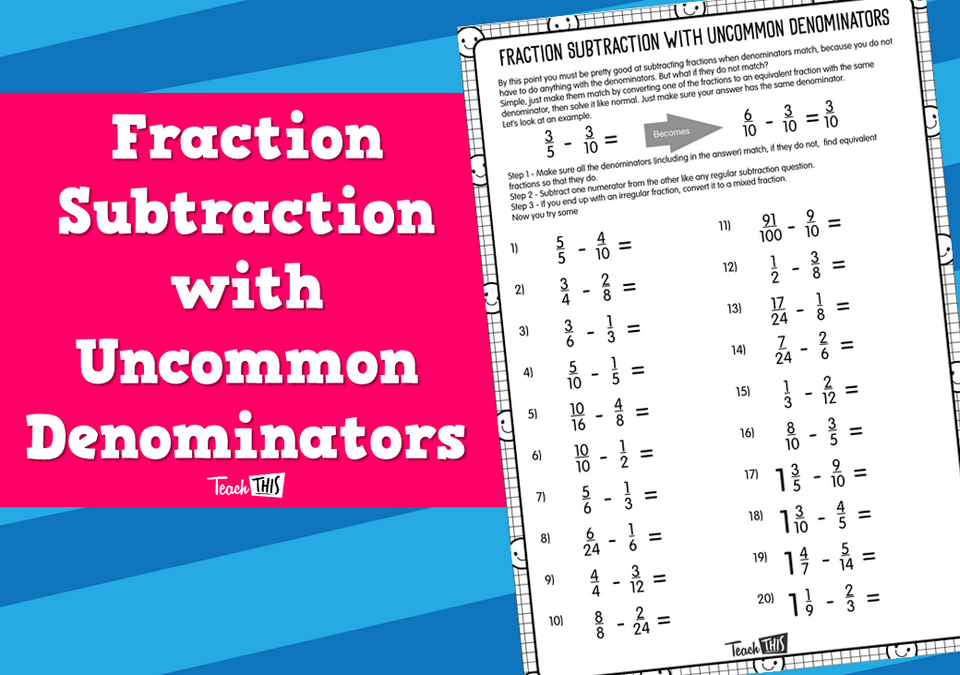 Fraction Subtraction with Uncommon Denominators