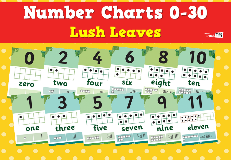 Number Charts 0-30 - Lush Leaves