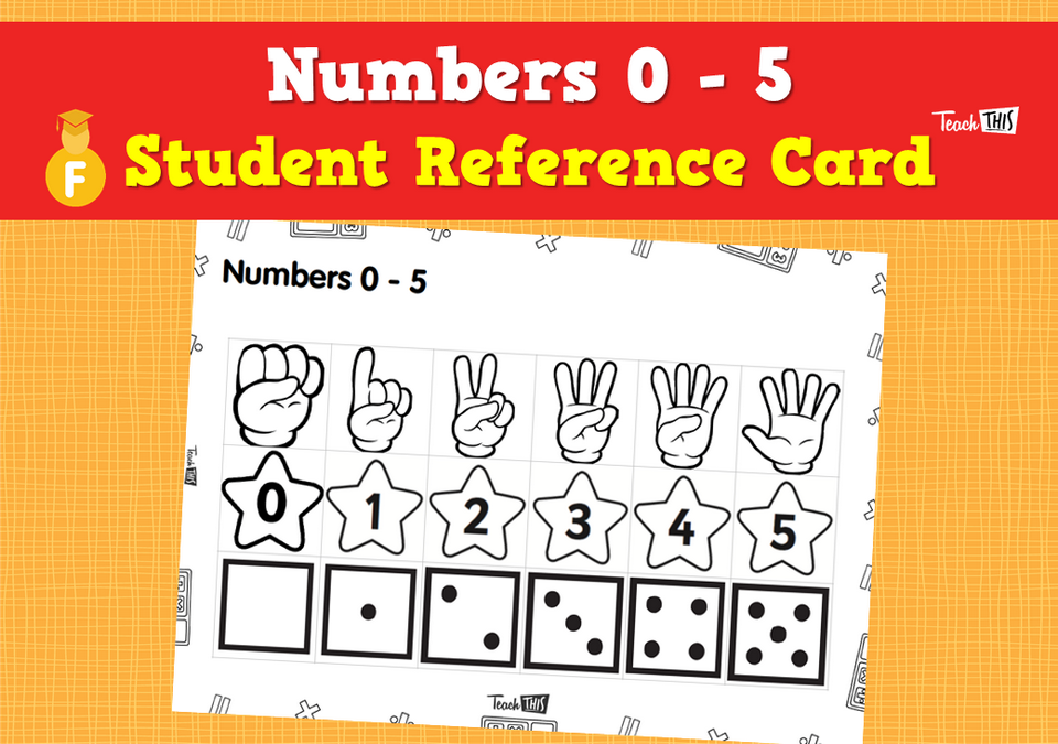 Numbers 0-5 - Student Reference Card