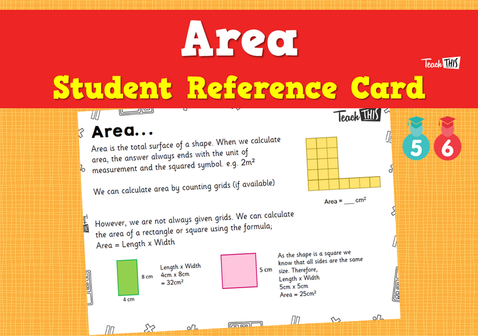 Area - Student Reference Card