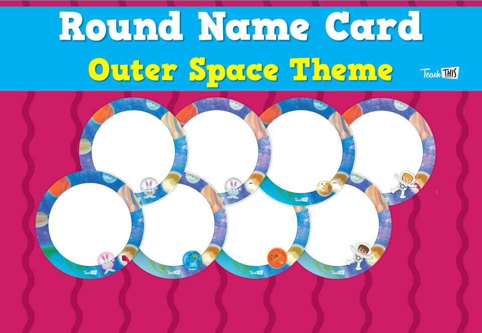 Round Name Card - Outer Space Theme