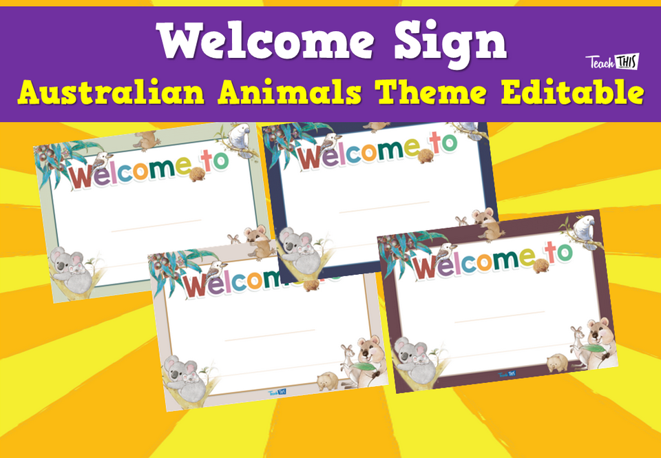 Welcome Sign - Australian Animals Theme