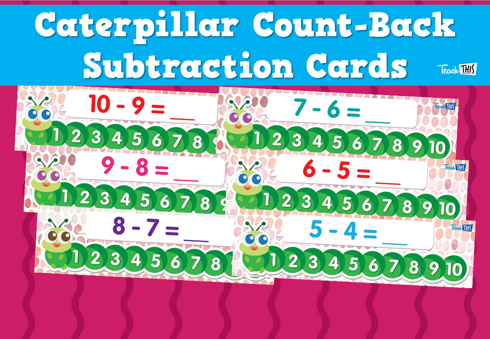 Caterpillar Count-Back Subtraction Cards