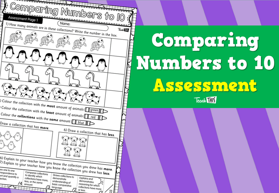 Comparing Numbers to 10 Assessment