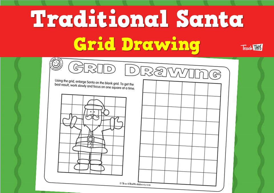 Grid Drawing - Traditional Santa