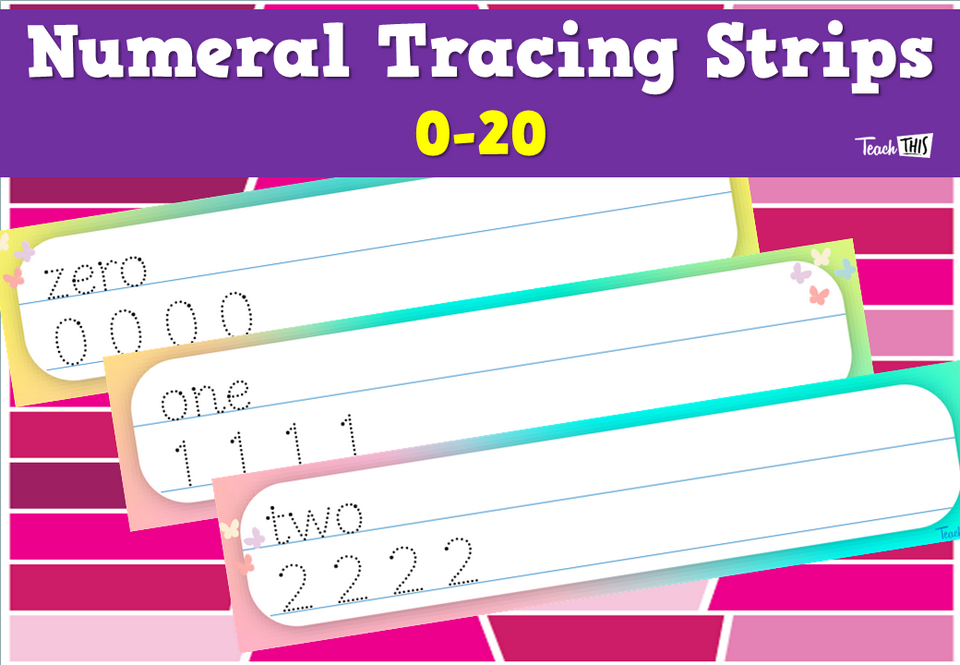 Numeral Tracing Strips 0-20