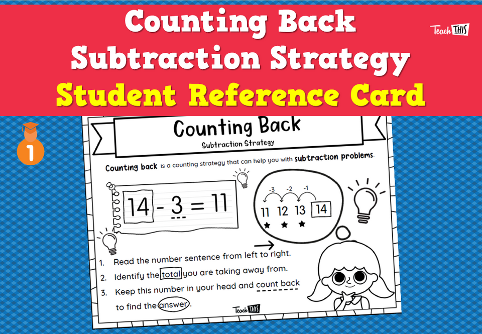 Counting Back Subtraction Strategy - Student Reference Card