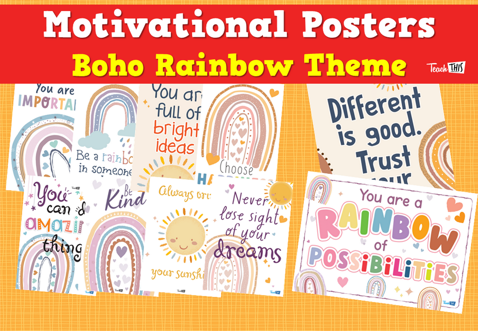 Motivational Posters - Boho Rainbow Theme