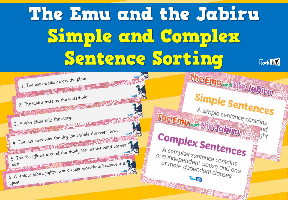 The Emu and the Jabiru - Simple and Complex Sentence Sorting