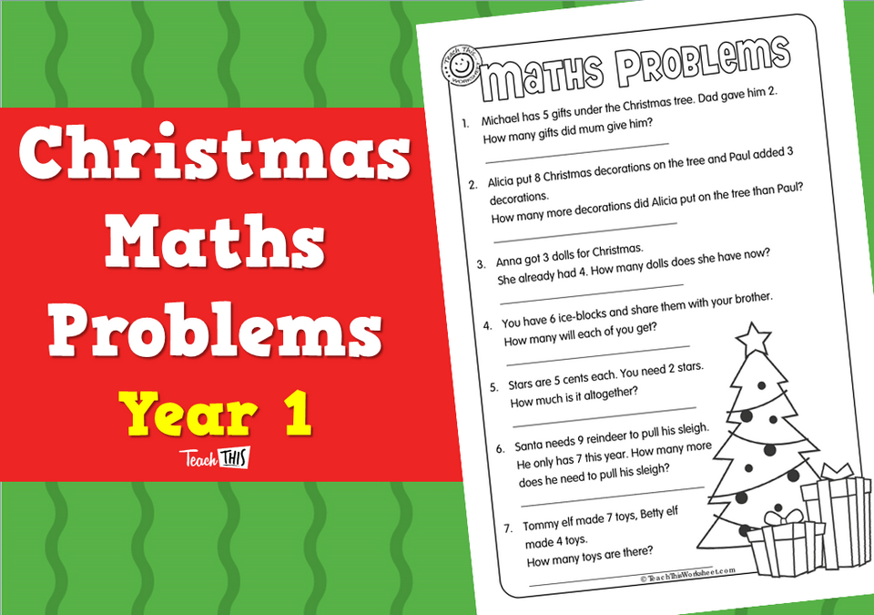 Christmas Maths Problems - Yr 1