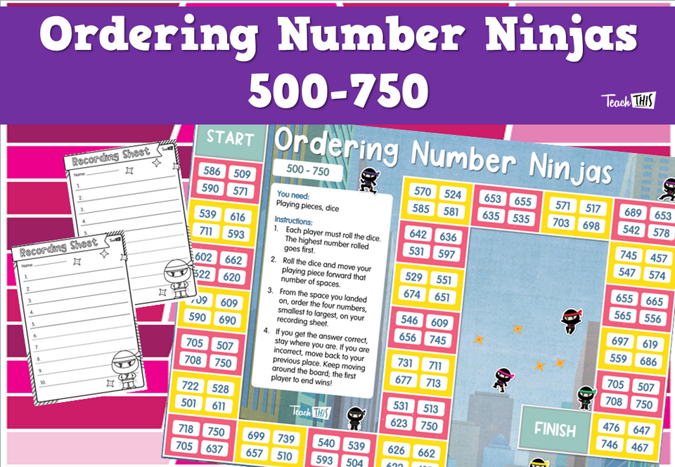 Ordering Number Ninjas- 500-750