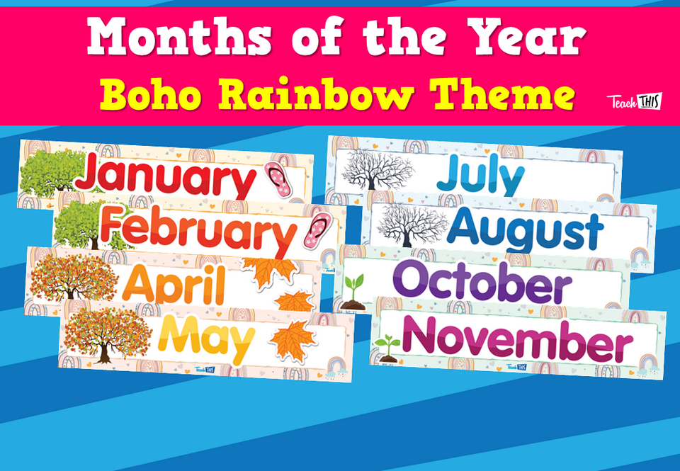 Months of the Year - Boho Rainbow Theme