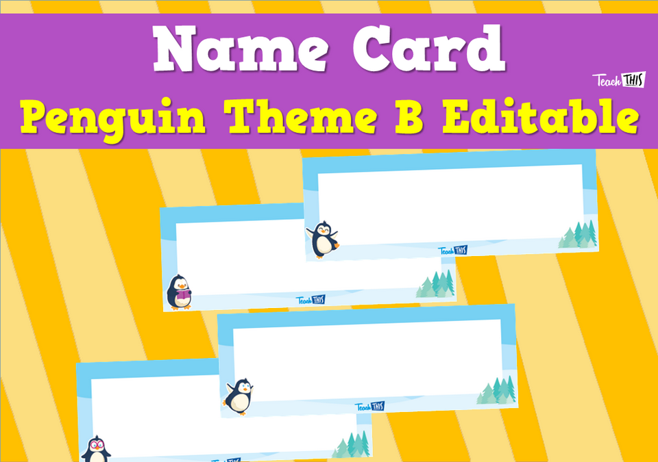 Name Card - Penguin Theme B Editable