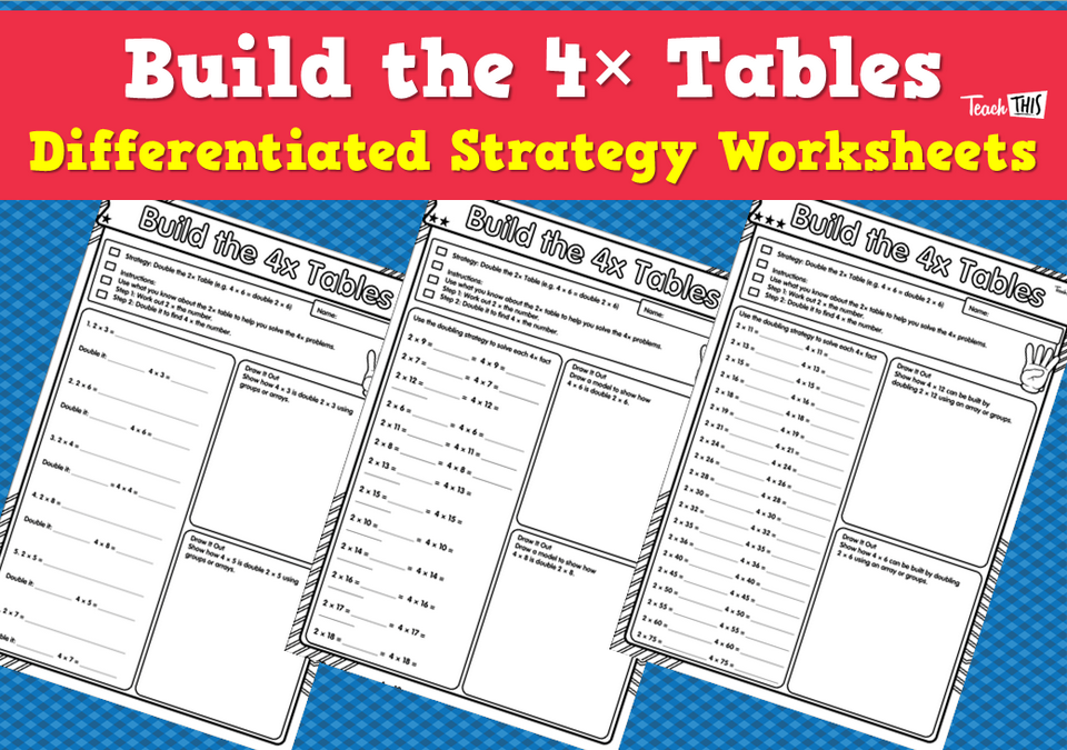 Build the 4× Tables - Differentiated Strategy Worksheets