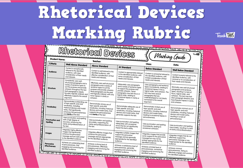Rhetorical Devices Marking Rubric