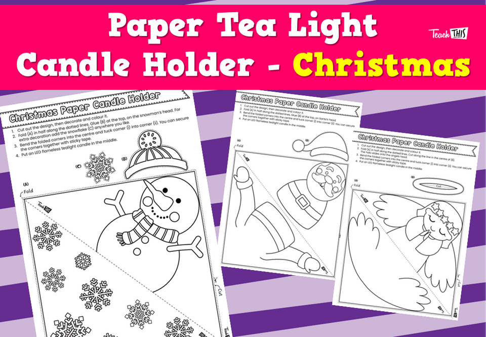 Paper Tea Light Candle Holder - Christmas