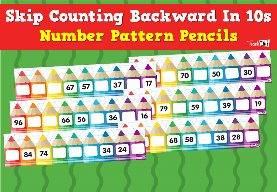 Skip Counting Backward In 10s – Number Pattern Pencils