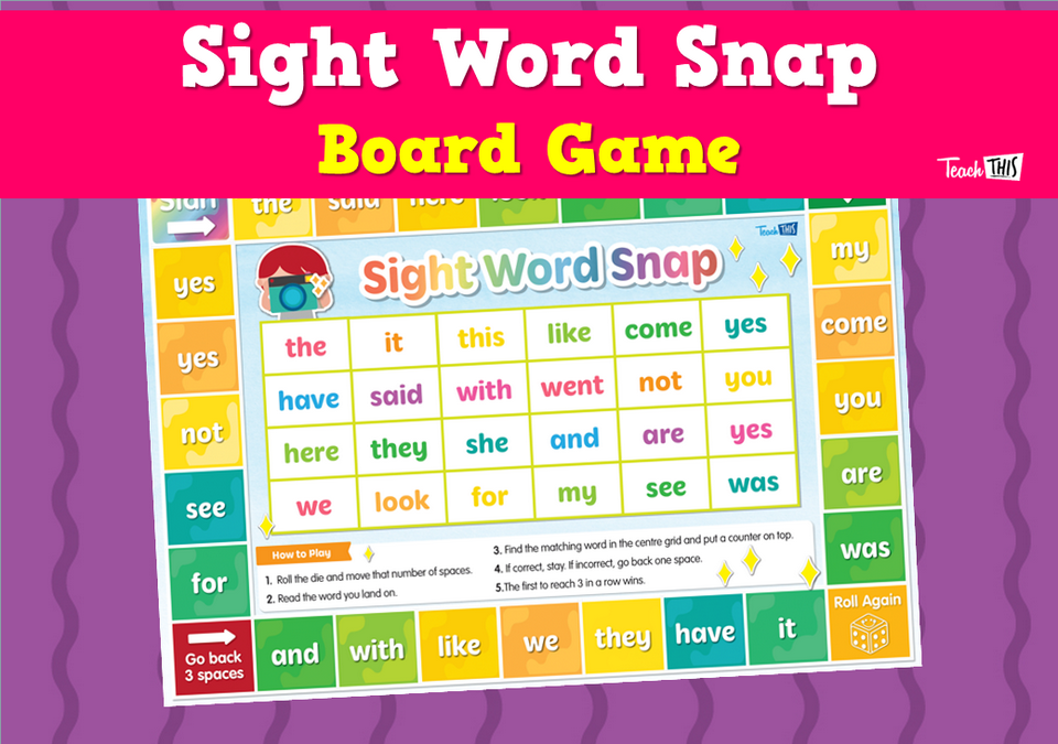 Sight Word Snap - Board Game