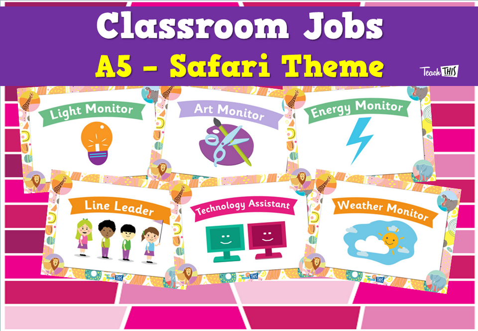Classroom Jobs A5 - Safari Theme