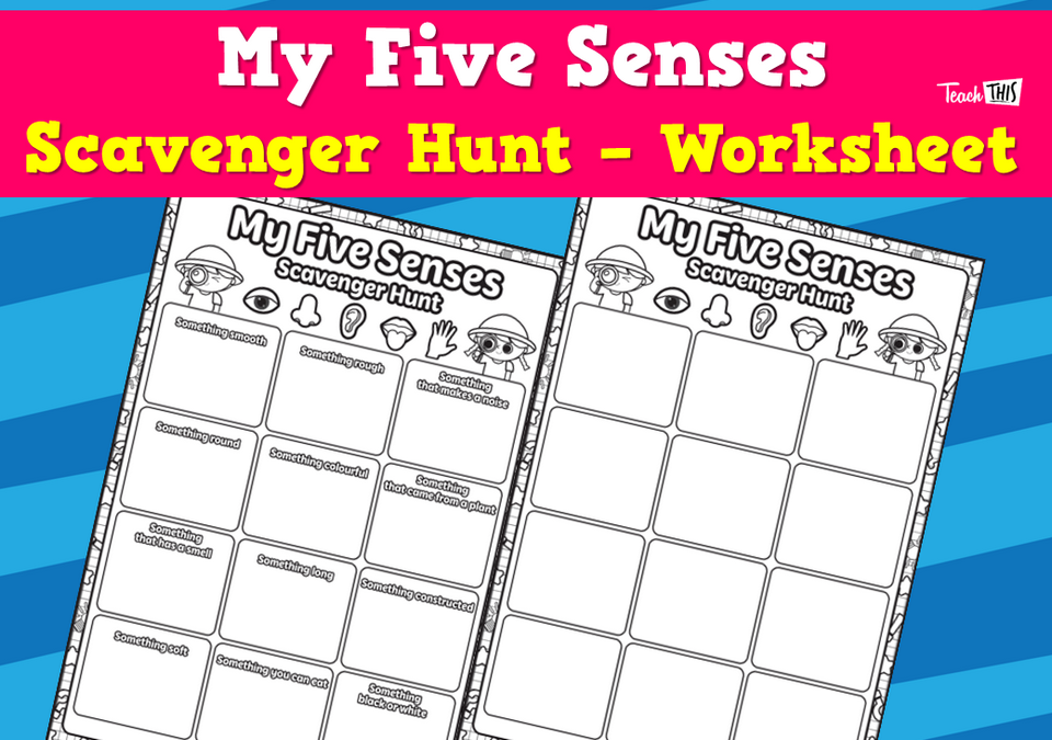My Five Senses Scavenger Hunt - Worksheet