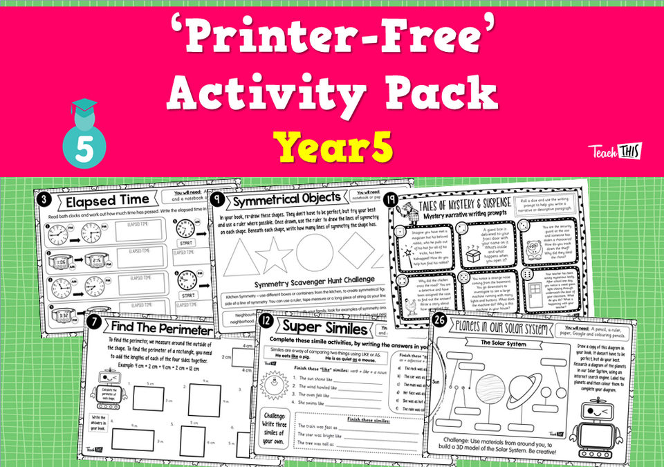 'Printer-Free' Activity Pack - Year 5