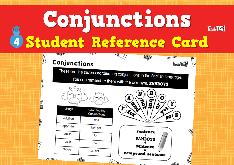 Conjunctions - Student Reference Card