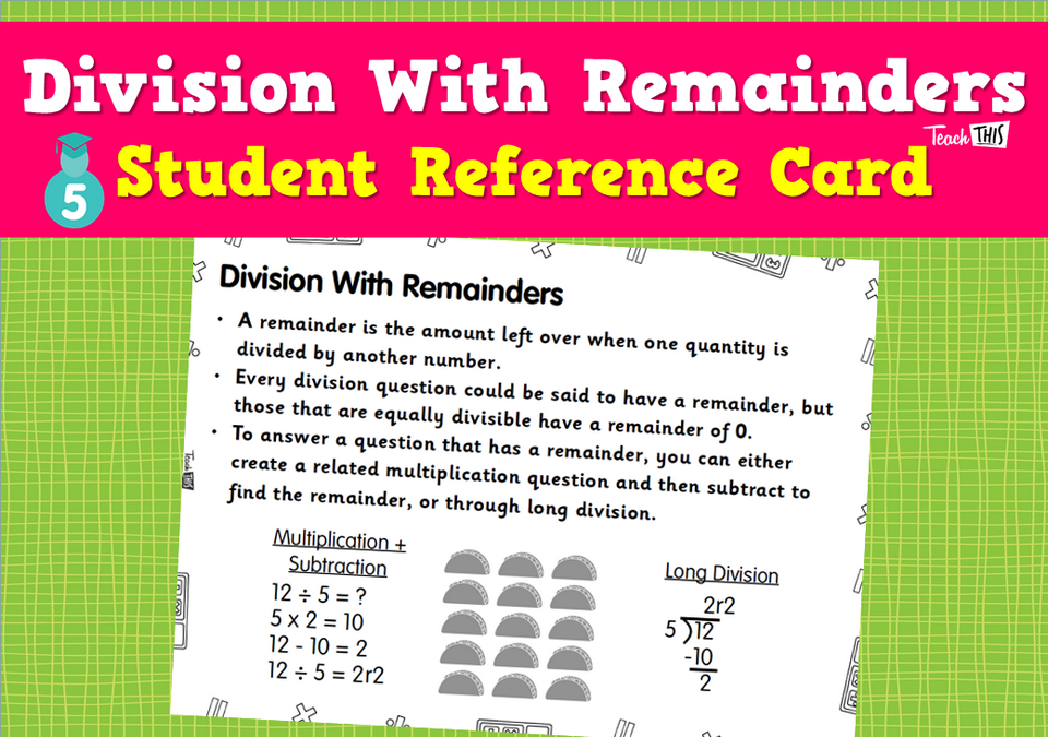 Division With Remainders - Student Reference Card
