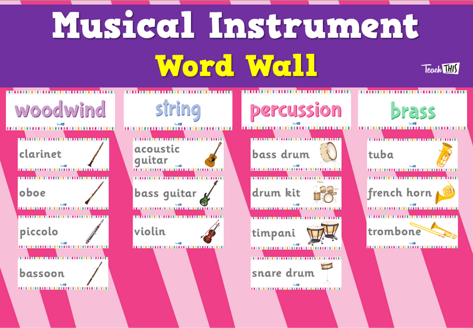 Musical Instrument Word Wall