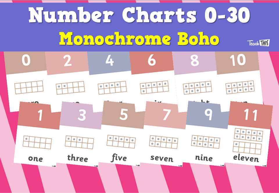 Number Charts 0-30 - Monochrome Boho