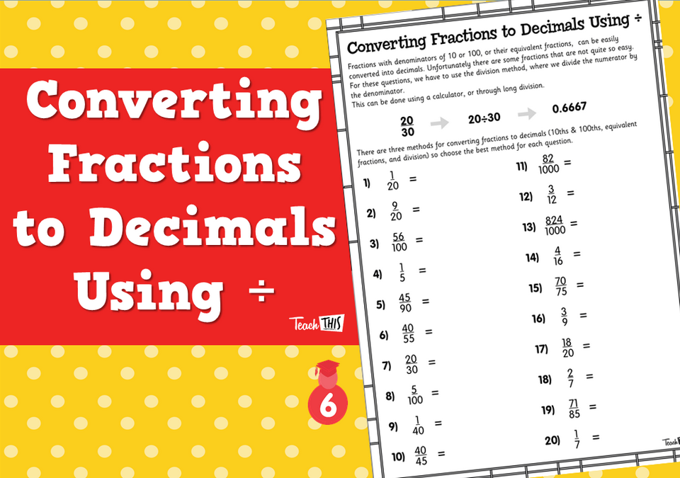 Converting Fractions to Decimals Using ÷