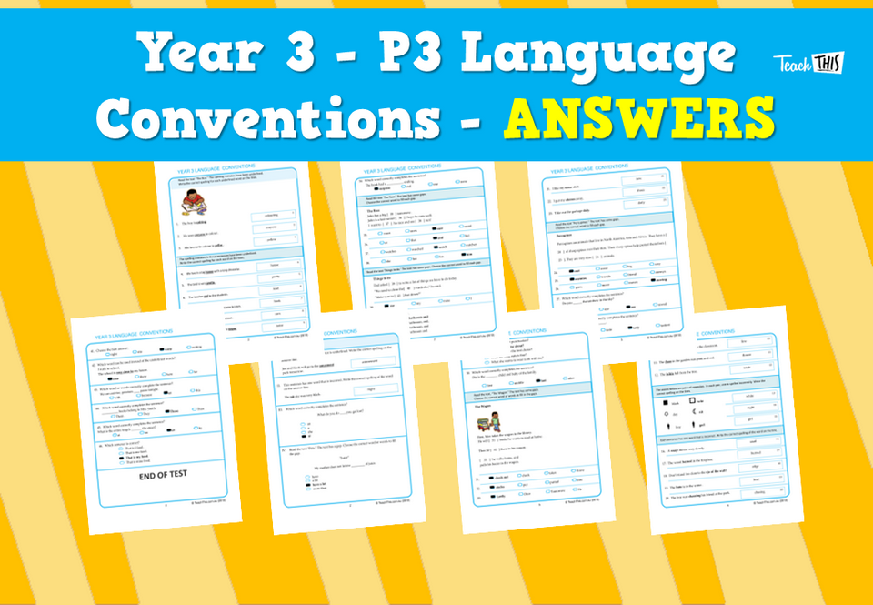 Year 3 - P3 Language Conventions - ANSWERS