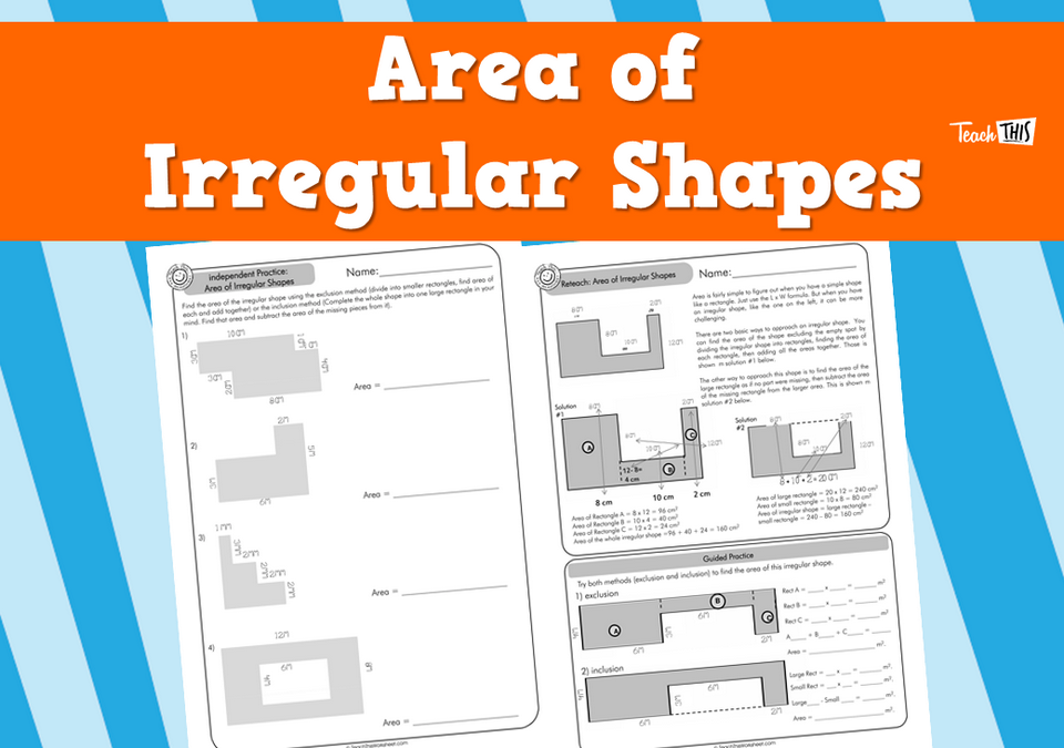 Area of Irregular Shapes (answers incl) 4pg