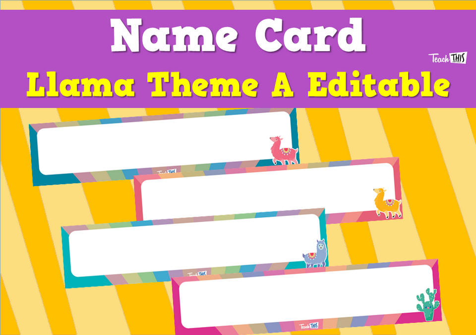 Name Card - Llama Theme A Editable