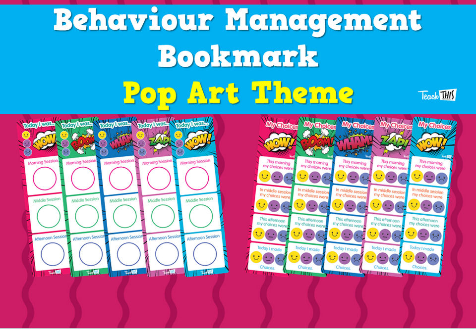 Behaviour Management Bookmark  - Pop Art Theme