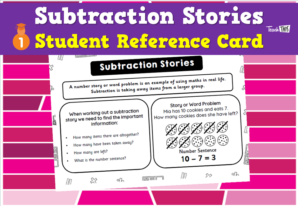 Subtraction Stories - Student Reference Card