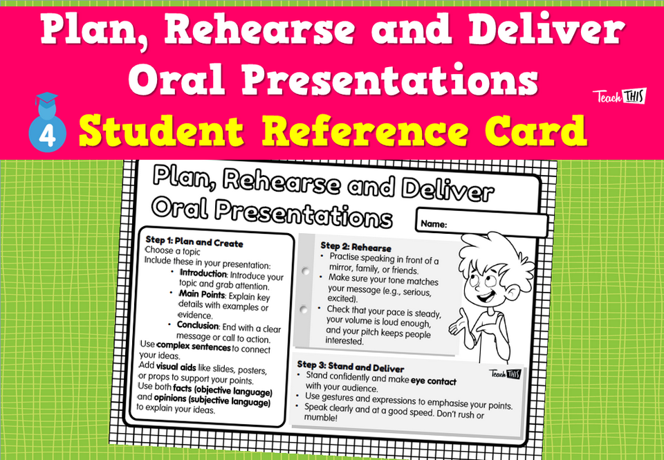 Plan, Rehearse and Deliver Oral Presentations - Student Reference Card
