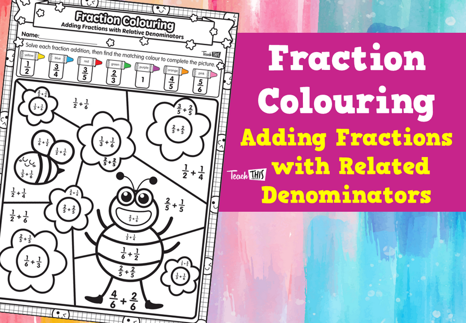 Fraction Colouring - Adding Fractions with Related Denominators
